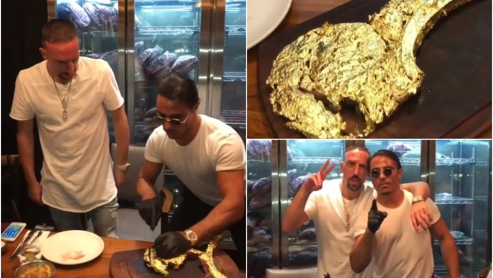 Ribéry se come un filete bañado en oro preparado por Salt Bae