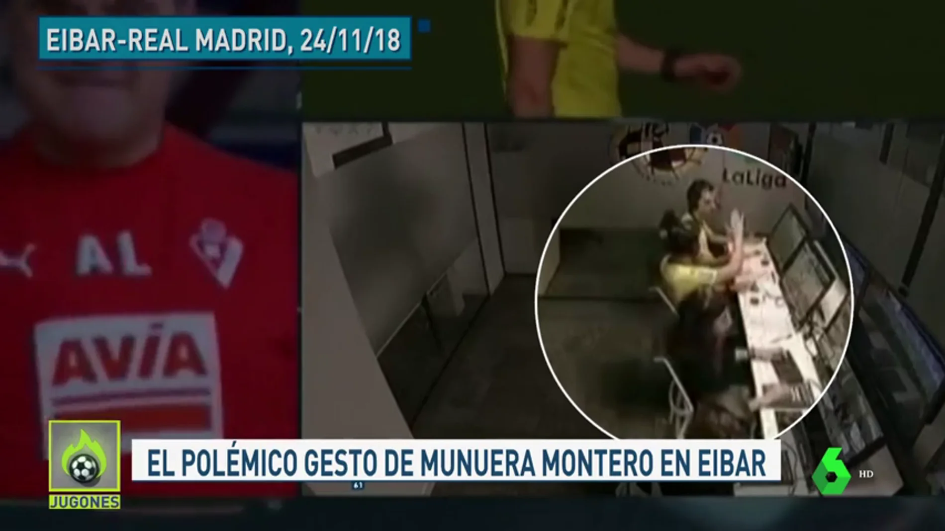 Así 'celebró' Munuera Montero el acierto del VAR en un gol del Eibar al Real Madrid