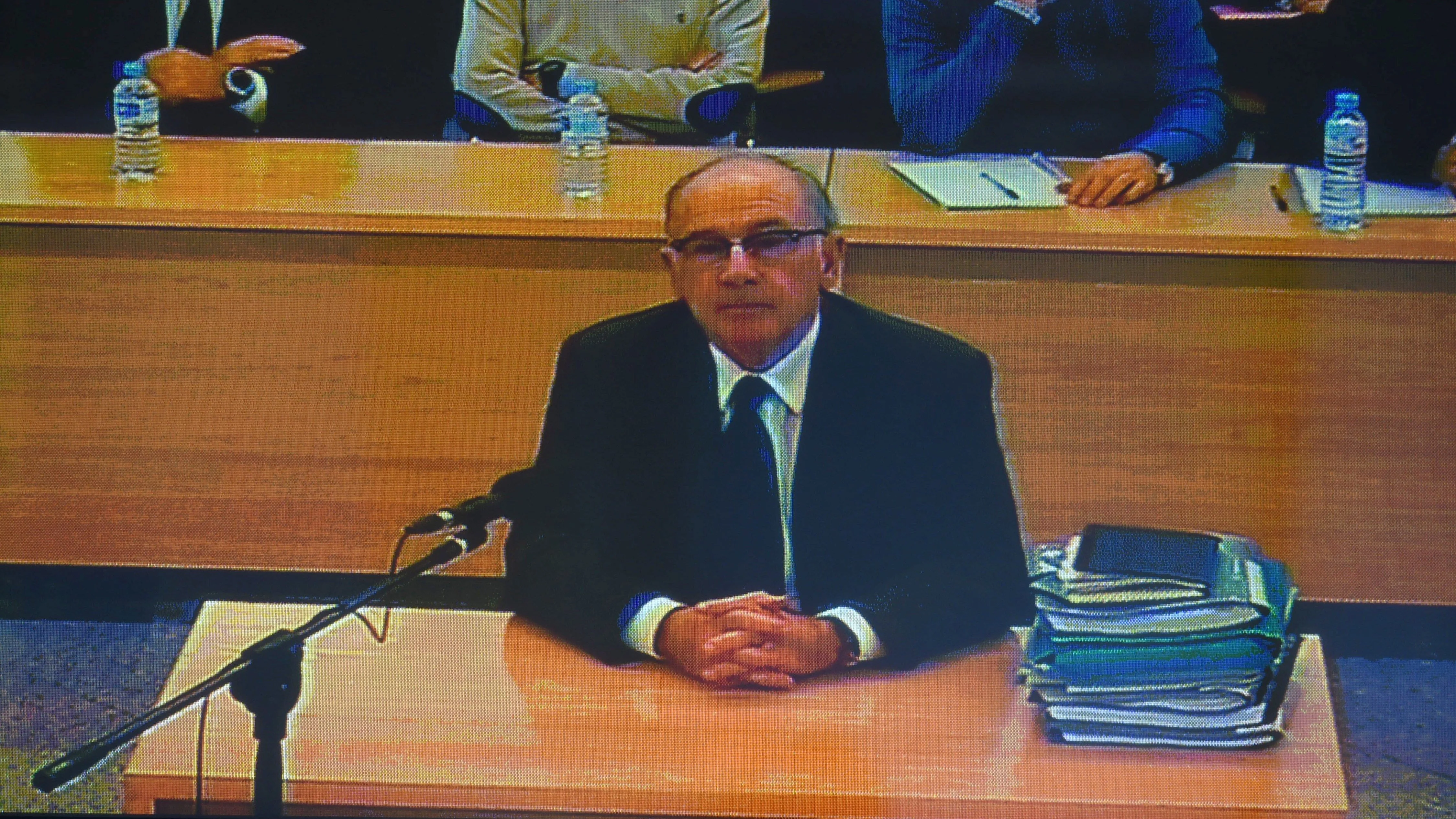 Imagen del monitor de la sala de prensa de la Audiencia Nacional de el expresidente de Bankia durante el juicio