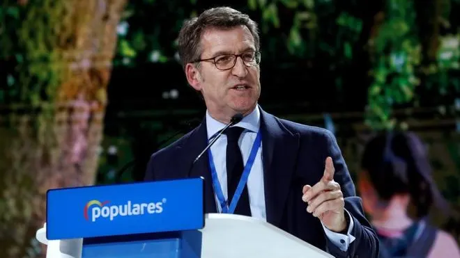 El presidente de la Xunta de Galicia, Alberto Núñez Feijóo, en la Convención Nacional del PP