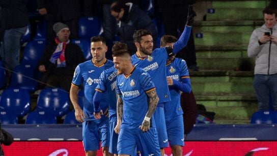 Jorge Molina celebra uno de sus goles con el Getafe