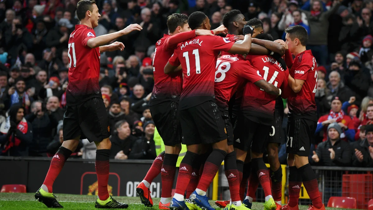 El Manchester United celebra un gol