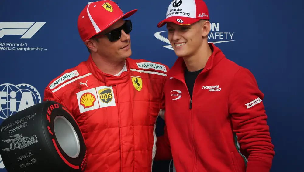 Mick Schumacher y Kimi Raikkonen Monza 2018