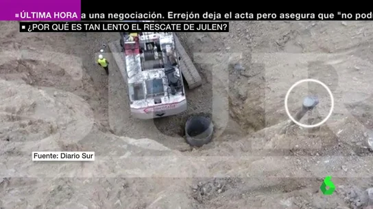 El pozo por el que cayó Julen y el túnel paralelo que se está realizando El pozo por el que cayó Julen y el túnel paralelo que se está realizando
