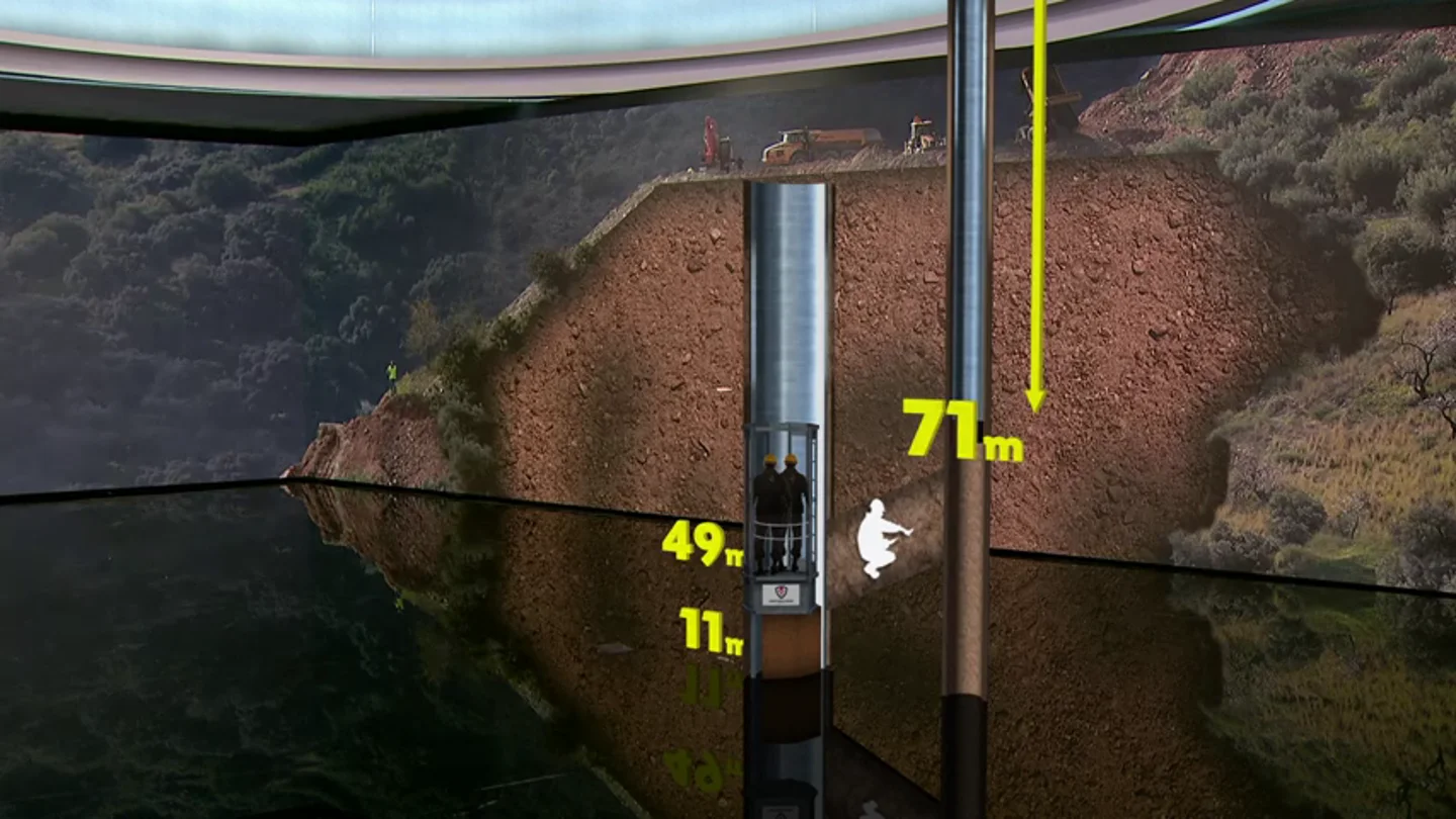 El pozo vertical para llegar a Julen en realidad aumentada El pozo vertical para llegar a Julen en realidad aumentada