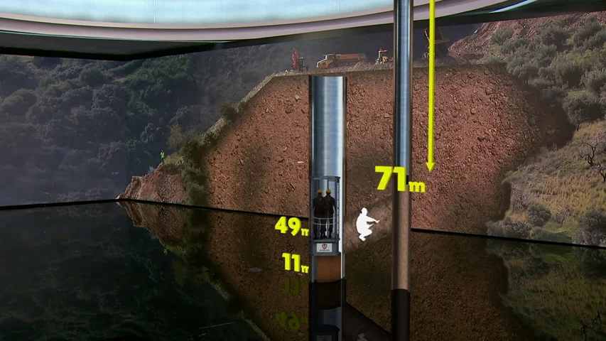 El pozo vertical para llegar a Julen en realidad aumentada