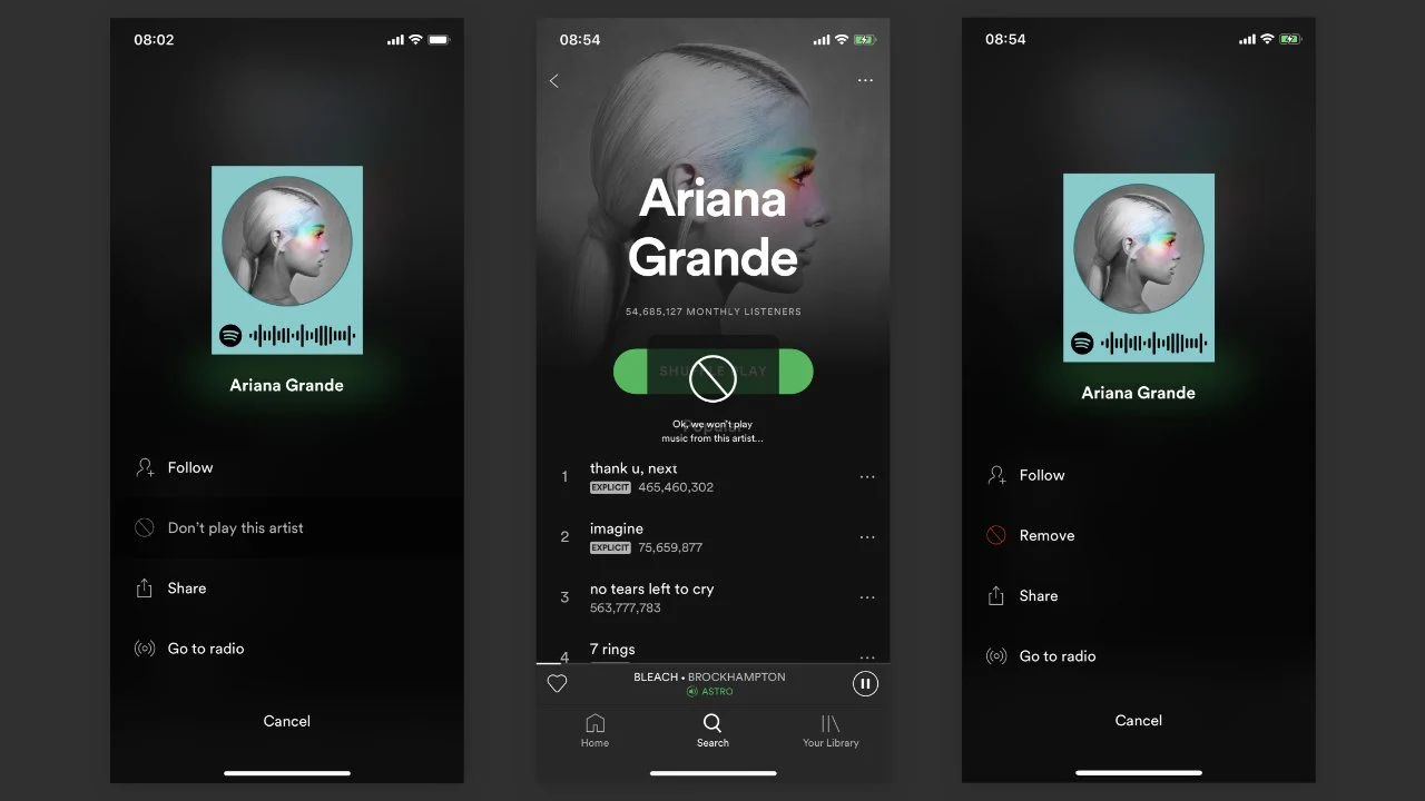 Bloqueo de artistas en Spotify Bloqueo de artistas en Spotify