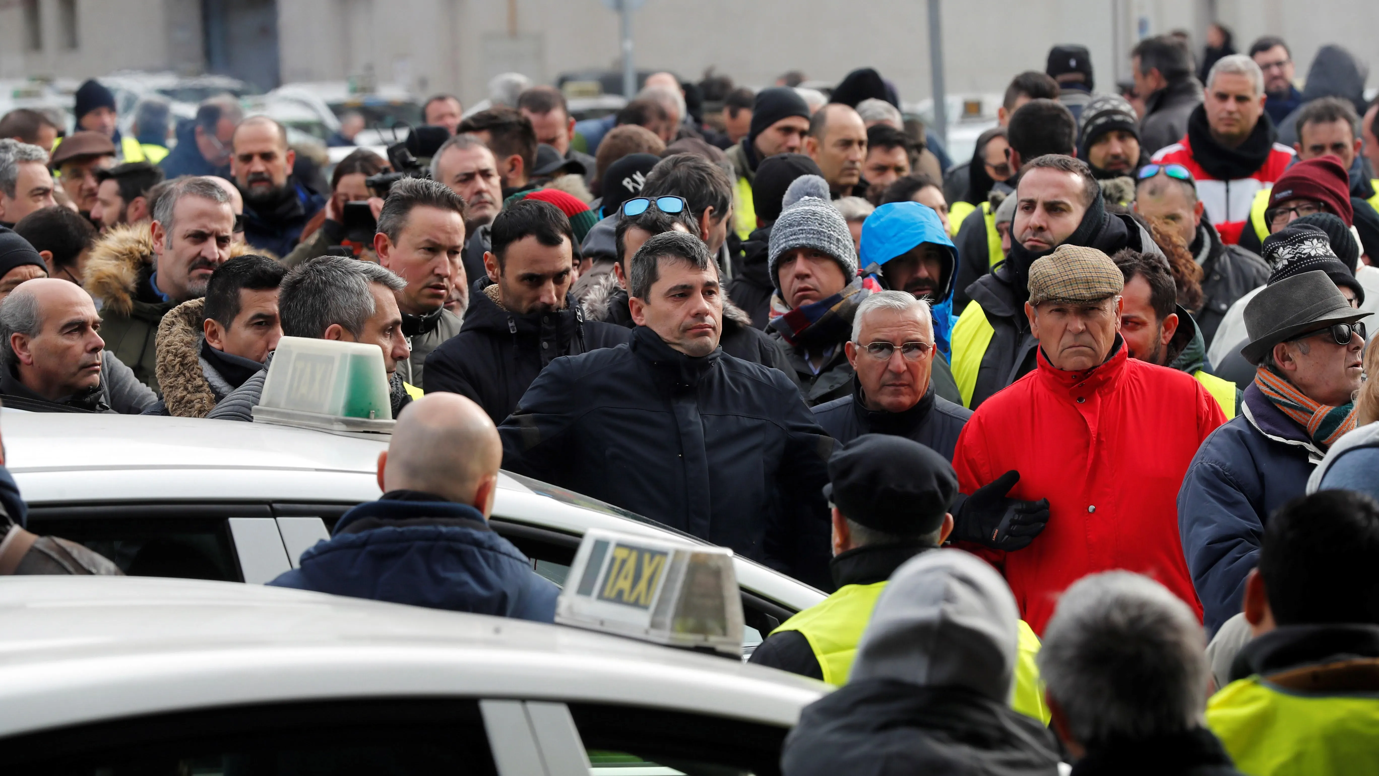 Protesta de taxistas en Madrid.