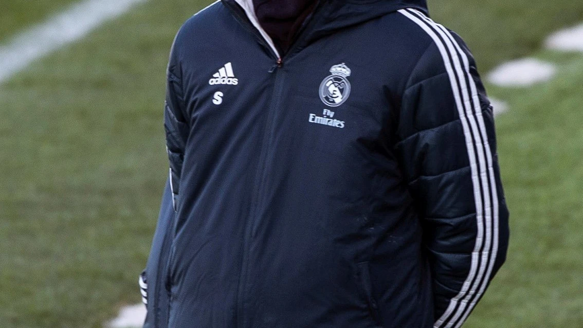 Solari, durante el último entrenamiento del Real Madrid