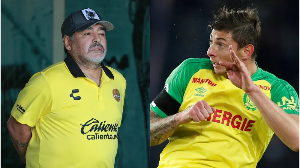 Diego Armando Maradona y Emiliano Sala