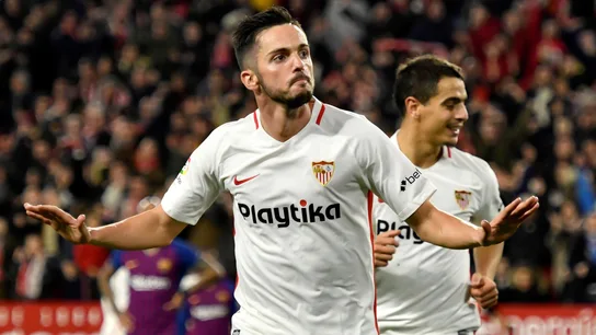 Sarabia festeja su gol ante el Barcelona Sarabia festeja su gol ante el Barcelona
