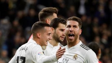 Sergio Ramos celebra su gol ante el Girona