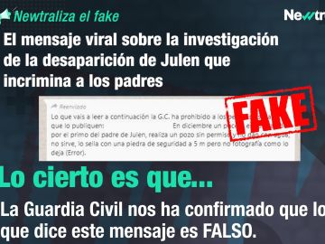Imagen del bulo que circula por WhatsApp sobre la desaparición de Julen.