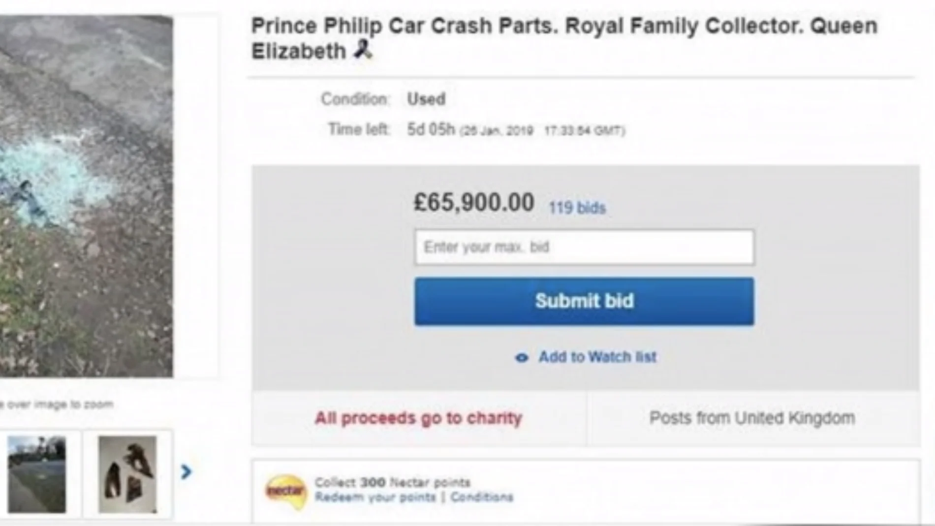 Subastan los restos del coche accidentado del duque de Edimburgo para recaudar fondos para la lucha contra el cáncer