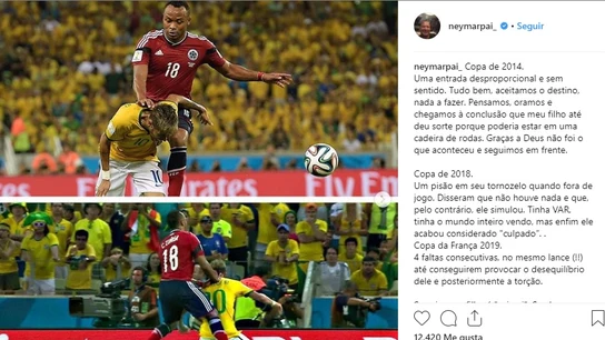 La denuncia del padre de Neymar en Instagram La denuncia del padre de Neymar en Instagram