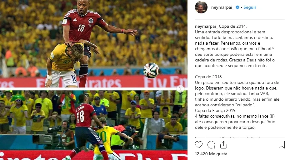 La denuncia del padre de Neymar en Instagram