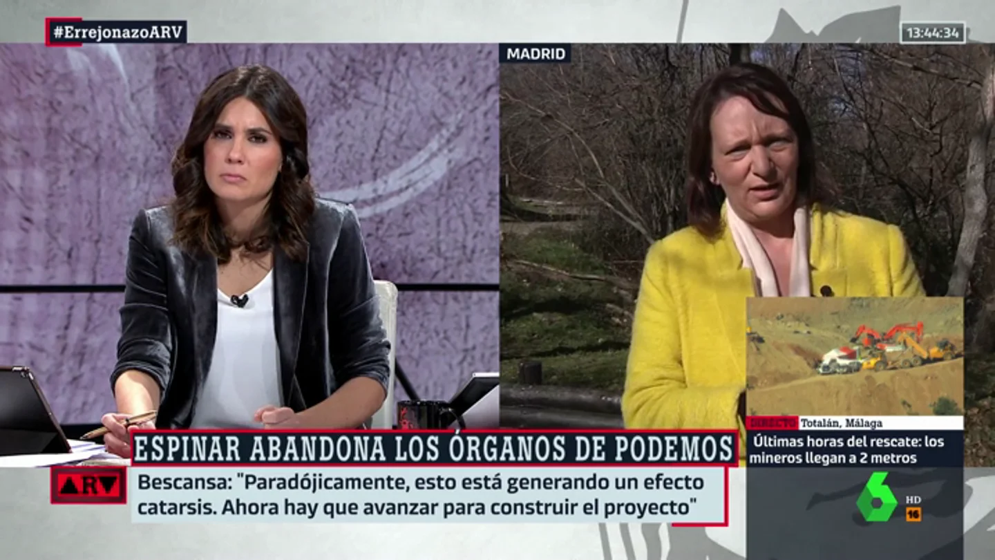 Carolina Bescansa, contundente tras la dimisión de Espinar: "Todo el mundo que no está de acuerdo es un traidor o un conspiranoico" Carolina Bescansa, contundente tras la dimisión de Espinar: "Todo el mundo que no está de acuerdo es un traidor o un conspiranoico"