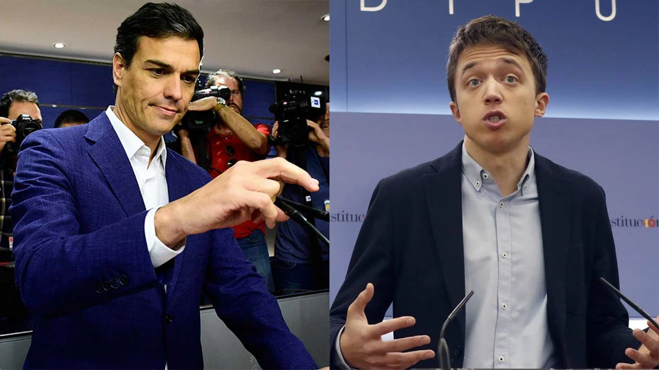 Pedro Sánchez e Íñigo Errejón durante sus renuncias como diputados