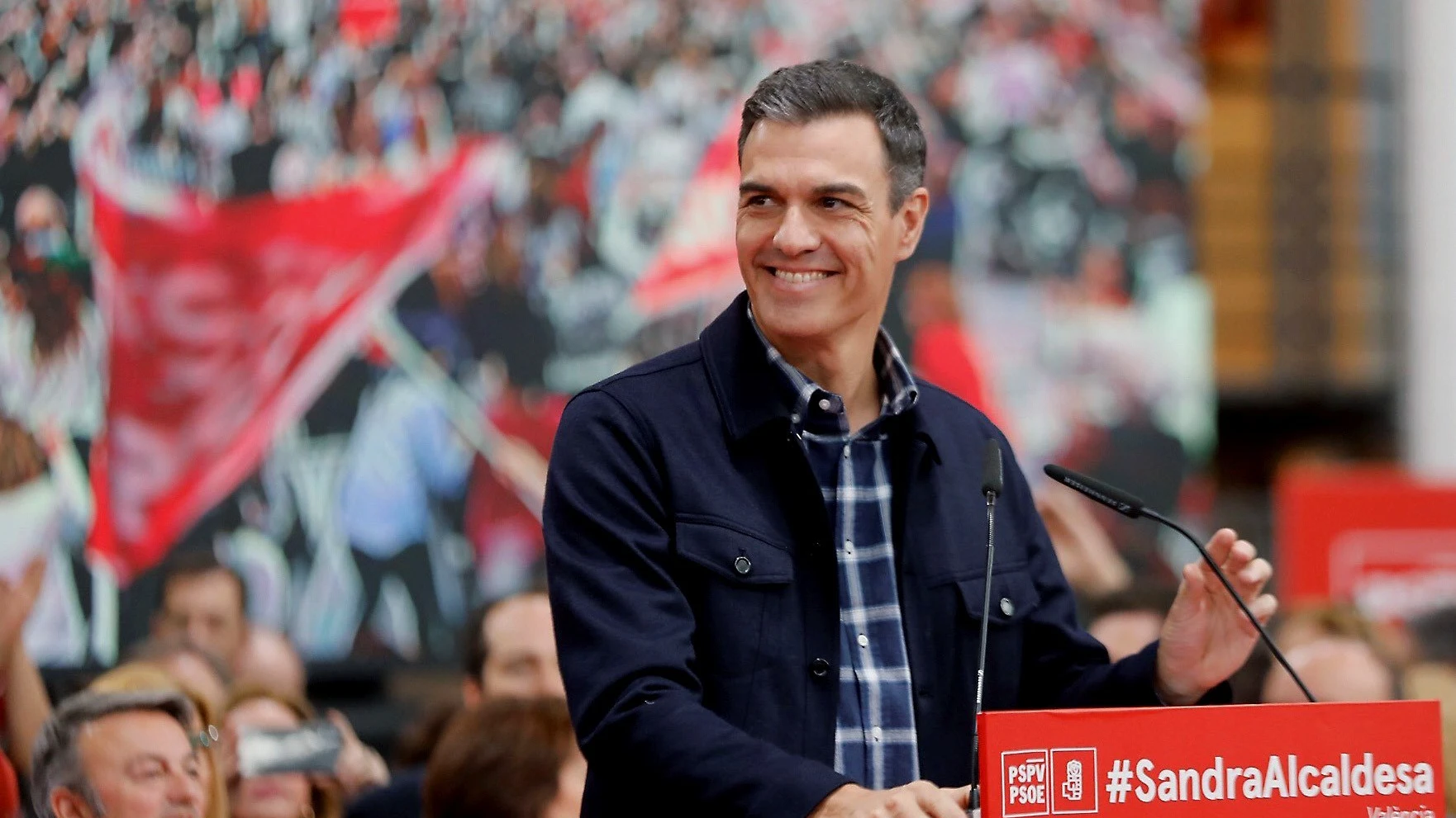 Pedro Sánchez durante un acto del PSOE en Valencia