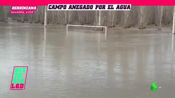 El campo del Club Deportivo Injerto, inundado: ¡dos metros de agua y casi no se veían las porterías!