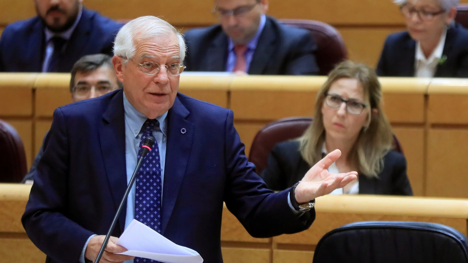  El ministro de Asuntos Exteriores, Josep Borrell, interviene durante la sesión de control al Gobierno en el Pleno del Senado