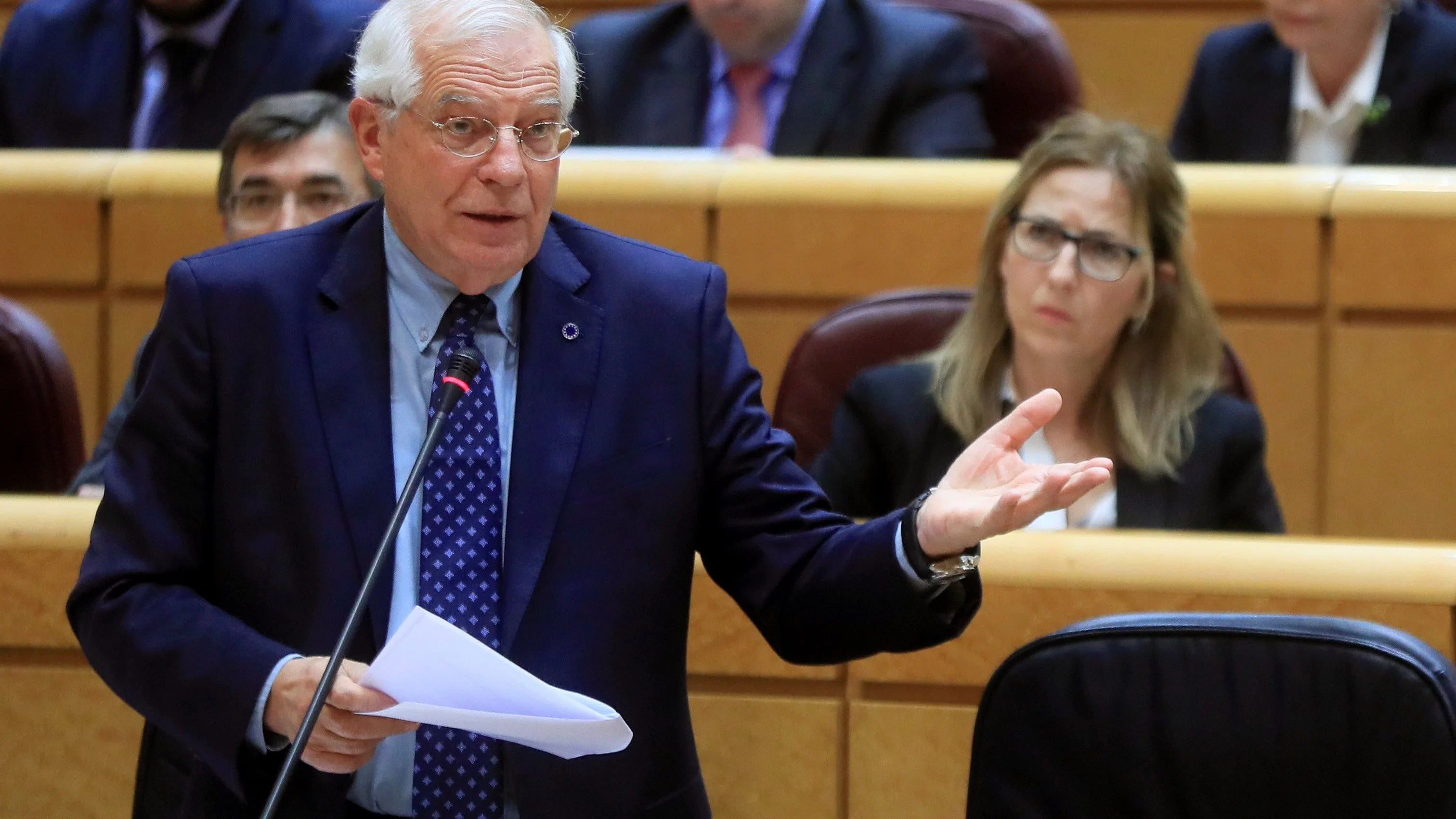  El ministro de Asuntos Exteriores, Josep Borrell, interviene durante la sesión de control al Gobierno en el Pleno del Senado