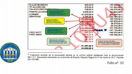 Facturas del PP intervenidas en el domicilio de Ricardo Vázquz Seguro Facturas del PP intervenidas en el domicilio de Ricardo Vázquz Seguro