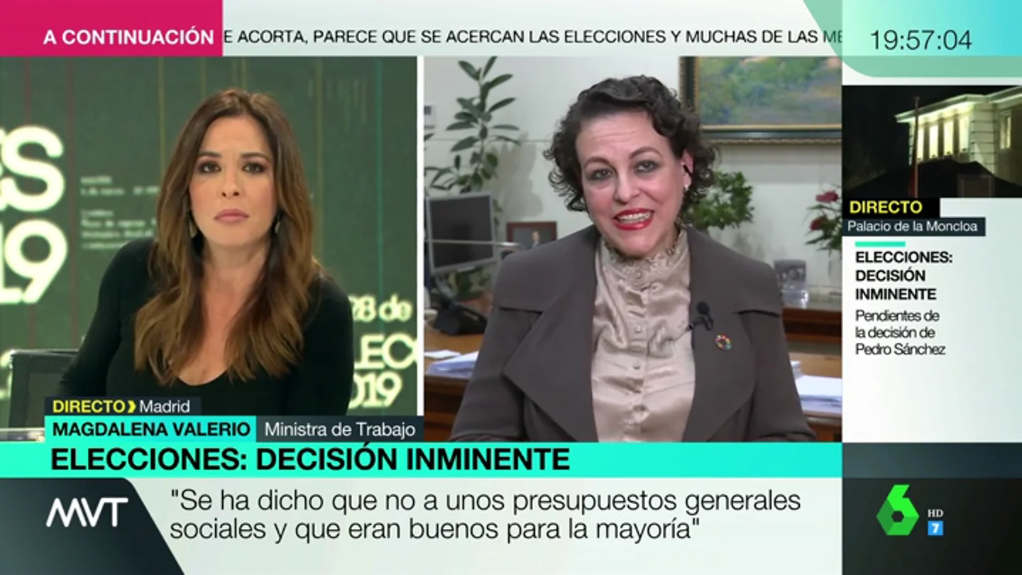 Magdalena Valerio: "Sánchez es una persona seria y coherente, pedirá al Consejo de Ministros lo mejor para España" Magdalena Valerio: "Sánchez es una persona seria y coherente, pedirá al Consejo de Ministros lo mejor para España"