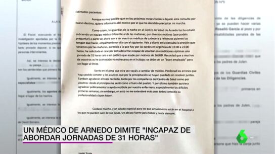 La dura y emotiva carta de un m&eacute;dico de Arnedo que dimite "incapaz de abordar jornadas de 31 horas" de trabajo