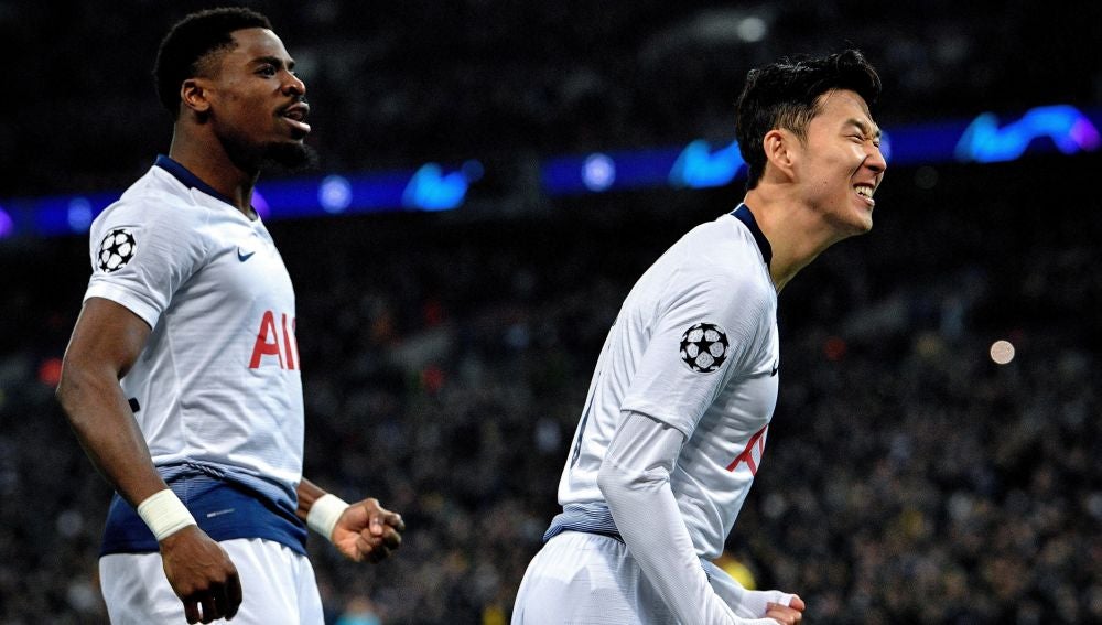 Heung-min Son celebra su gol ante el Dortmund