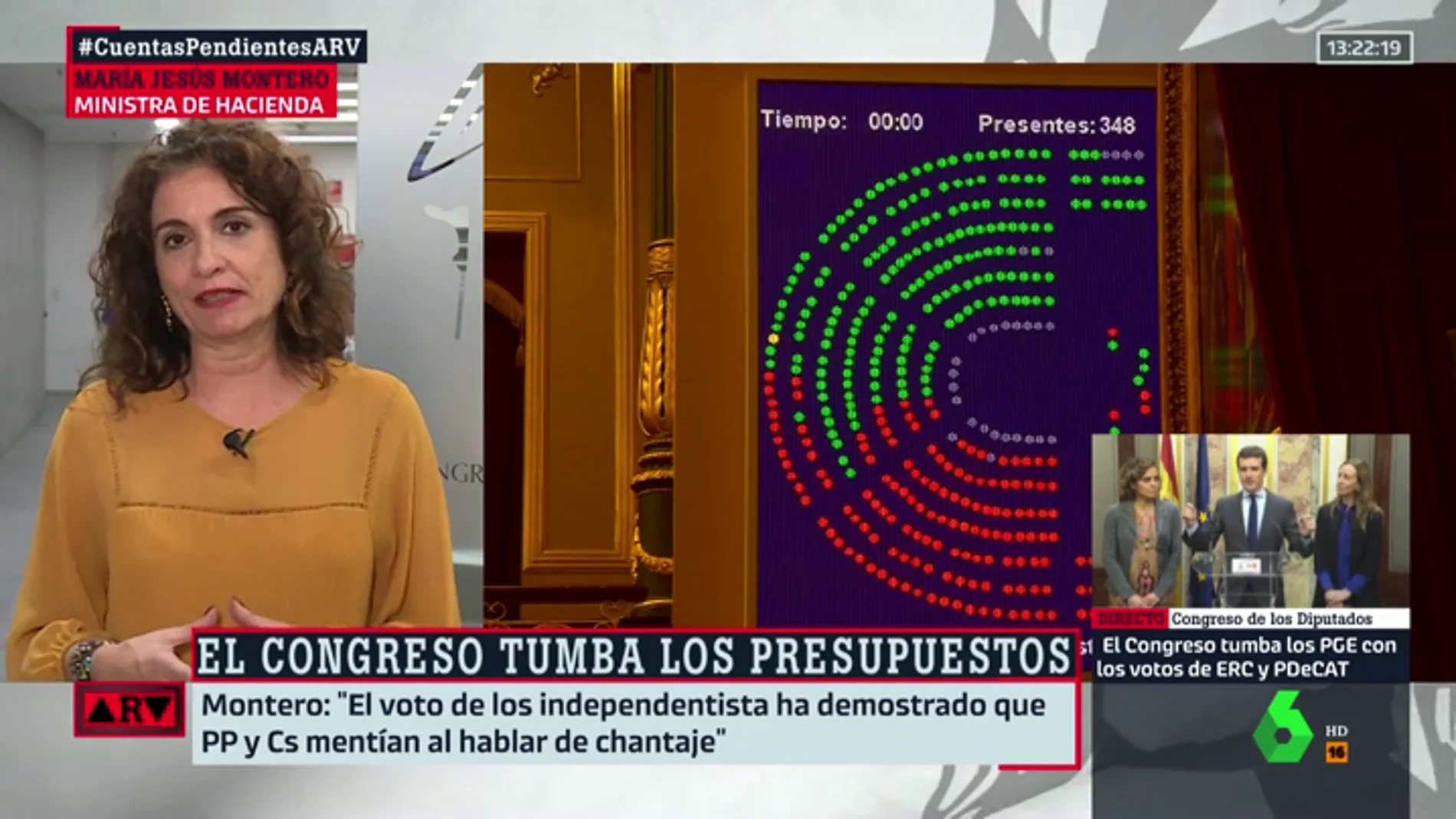 La ministra Montero, tras la derrota en los Presupuestos: "La derecha impide el progreso y la recuperación de derechos"