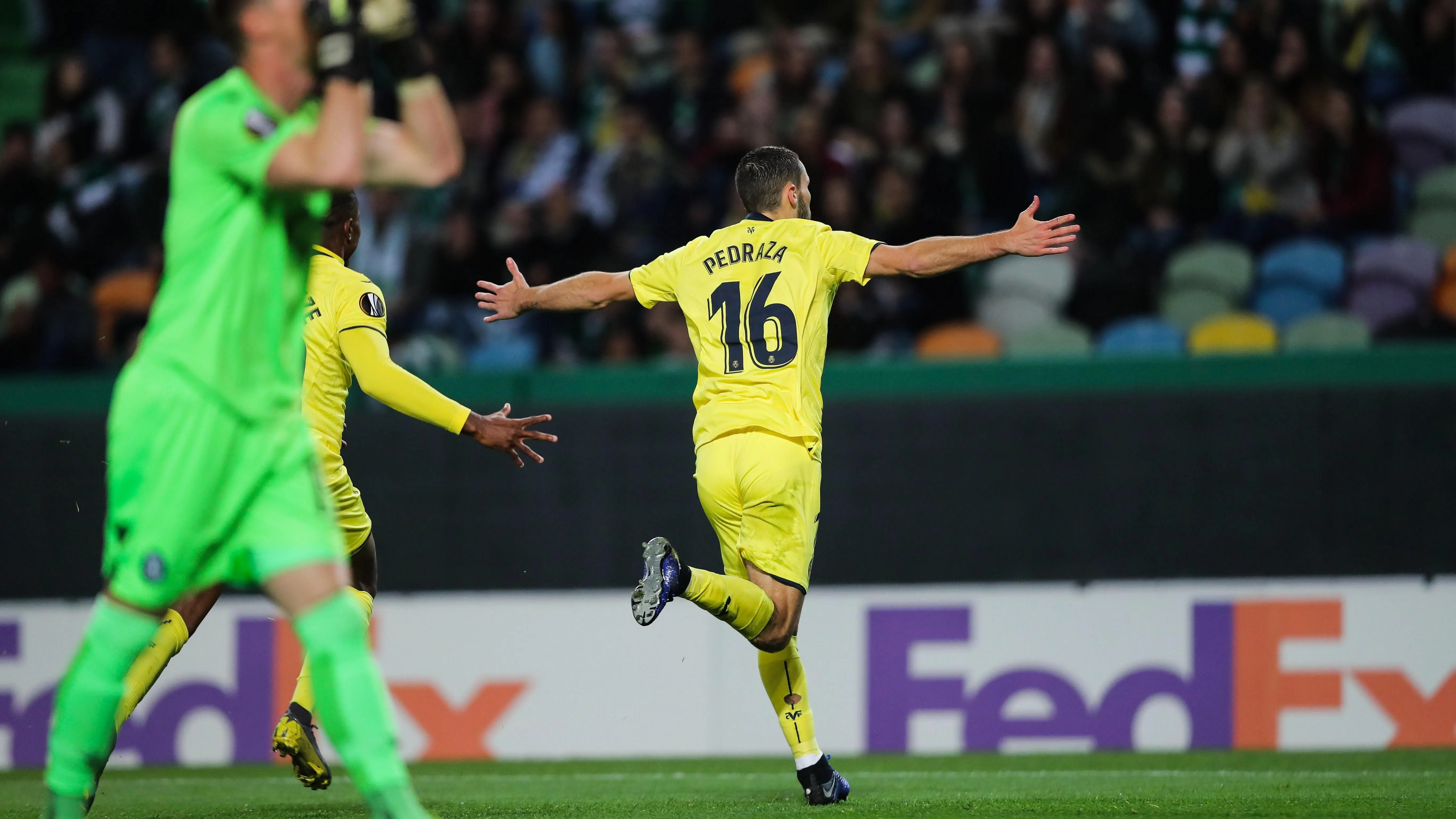 Pedraza celebra su gol ante el Sporting