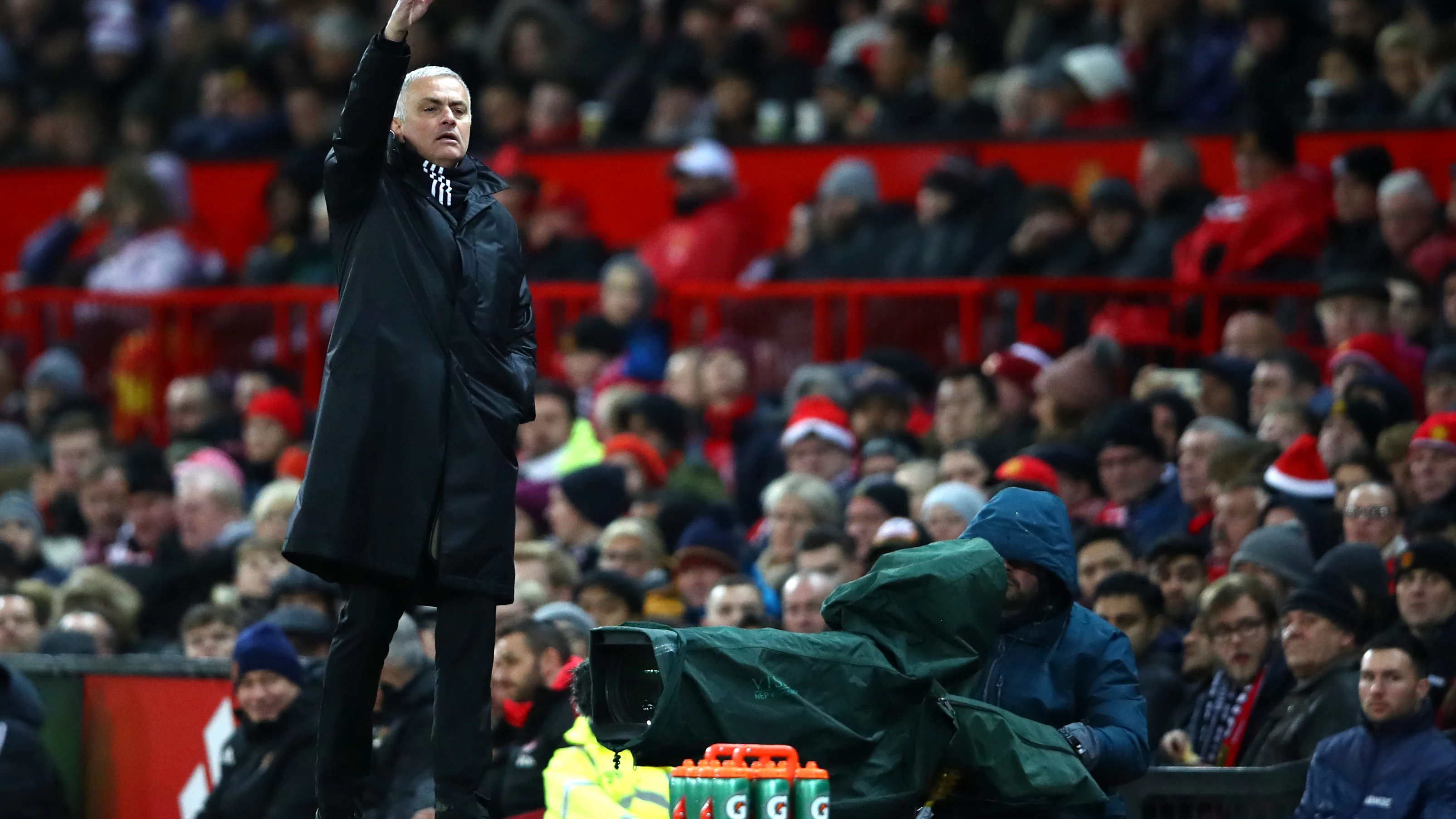 José Mourinho, en la banda de Old Trafford