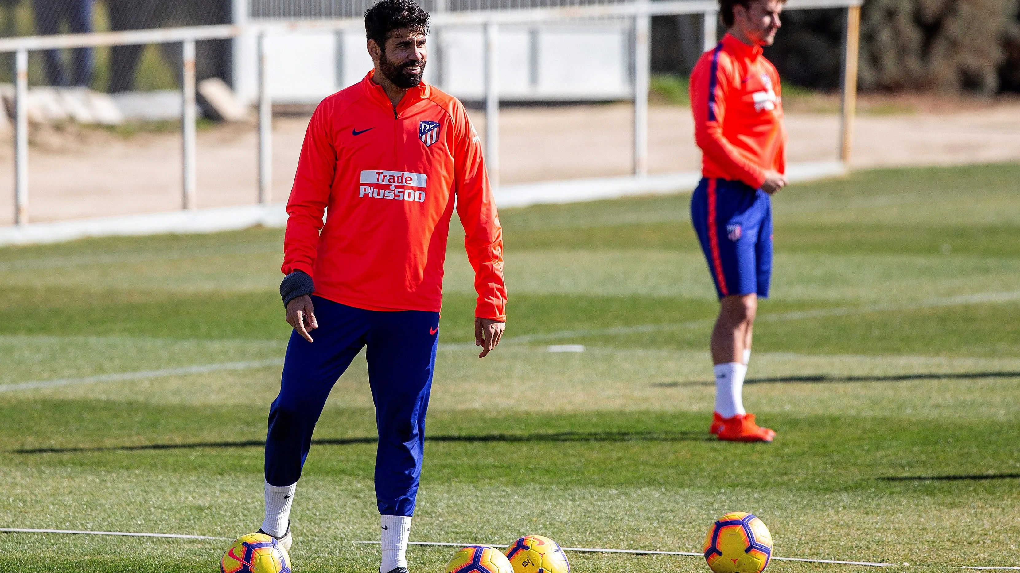 Diego Costa en un entrenamiento con el Atlético de Madrid