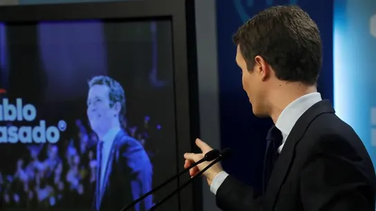 El líder del PP, Pablo Casado, comparece antes los medios de comunicación El líder del PP, Pablo Casado, comparece antes los medios de comunicación