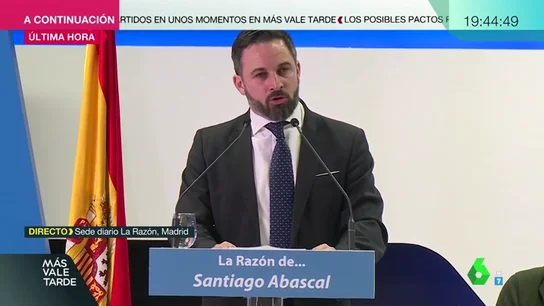 Abascal comienza la precampaña pidiendo el voto contra el feminismo y el separatismo: "El próximo Vistalegre de Vox será en Cataluña" Abascal comienza la precampaña pidiendo el voto contra el feminismo y el separatismo: "El próximo Vistalegre de Vox será en Cataluña"
