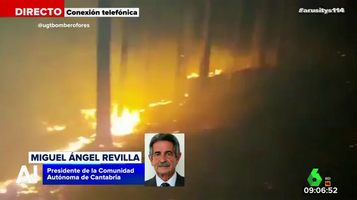 El llamamiento de Revilla tras los incendios: "Cuando vean que alguien sale hacia el monte de manera sospechosa llamen a la Guardia Civil" El llamamiento de Revilla tras los incendios: "Cuando vean que alguien sale hacia el monte de manera sospechosa llamen a la Guardia Civil"
