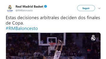 El tuit de denuncia del Real Madrid tras la final de Copa