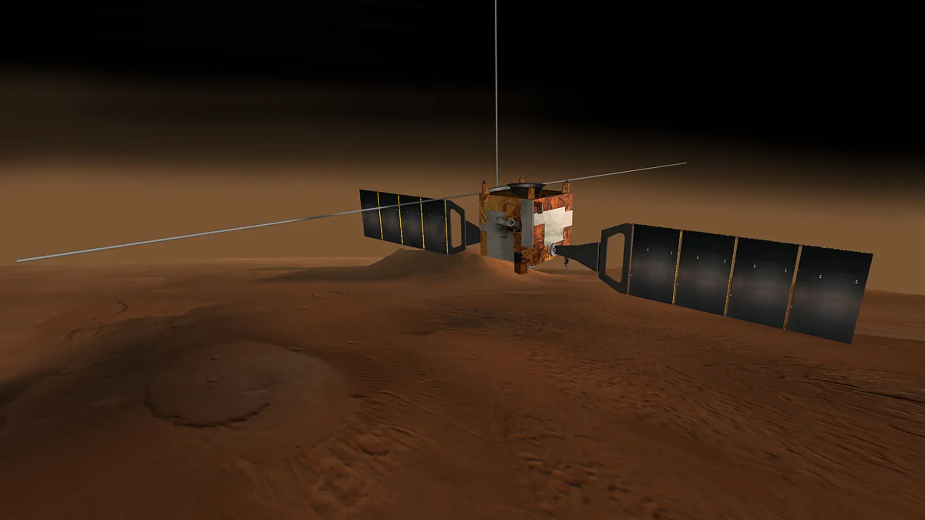 Ilustración de la nave Mars Express. / NASA/JPL/Corby Waste.