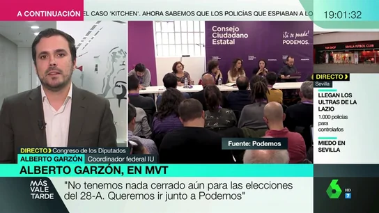 Alberto Garzón confirma que la intención de IU es presentarse a las elecciones junto a Podemos: "Es una responsabilidad histórica no fragmentar más la izquierda" Alberto Garzón confirma que la intención de IU es presentarse a las elecciones junto a Podemos: "Es una responsabilidad histórica no fragmentar más la izquierda"
