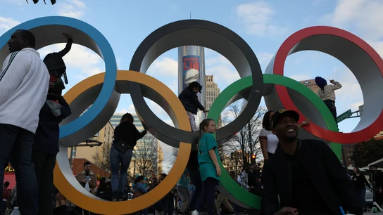 Los aros olímpicos, en Atlanta Los aros olímpicos, en Atlanta