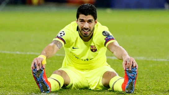 Luis Suárez, en su partido contra el Olympique de Lyon Luis Suárez, en su partido contra el Olympique de Lyon