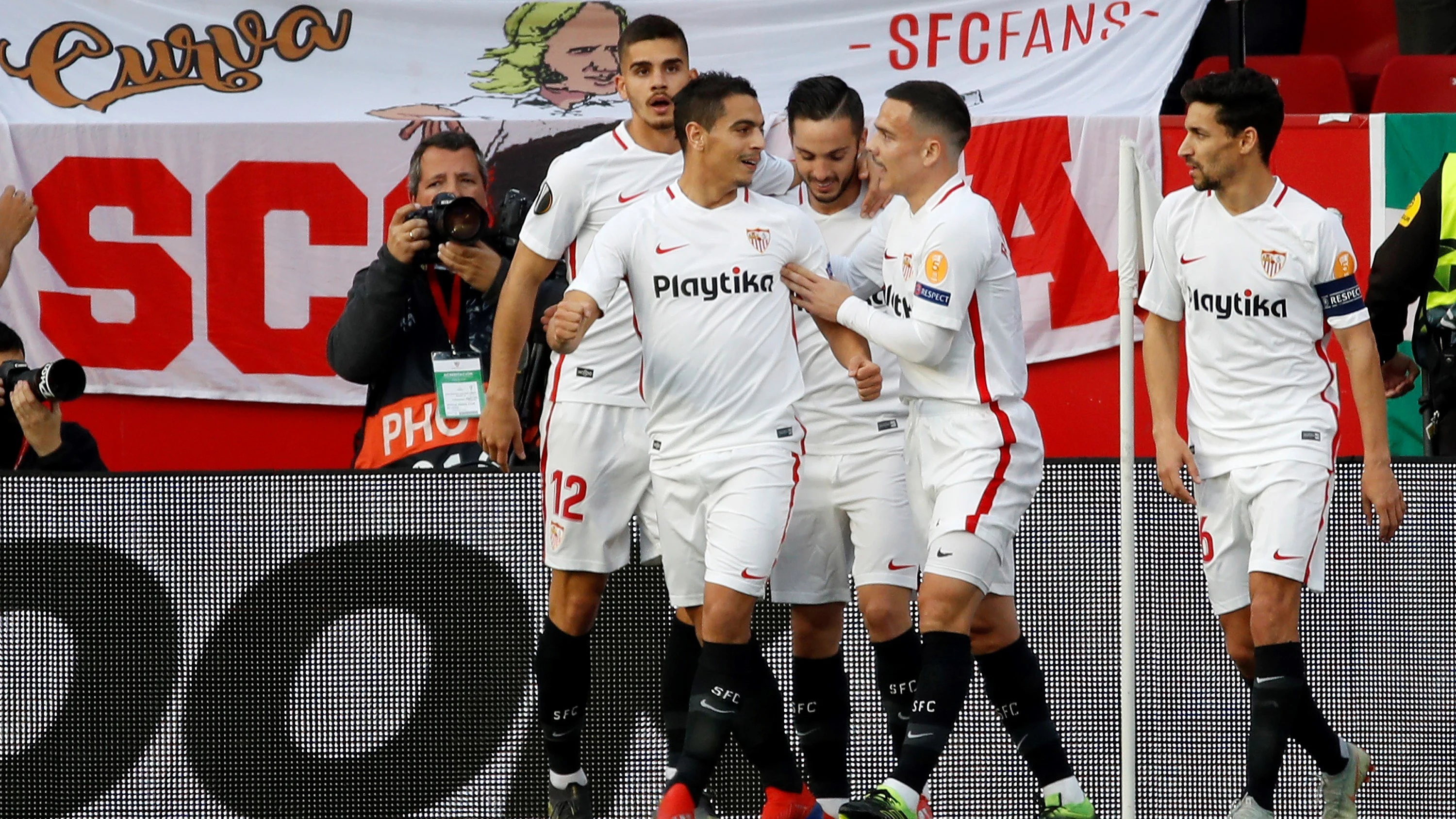 Ben Yedder celebra el 1-0 ante la Lazio