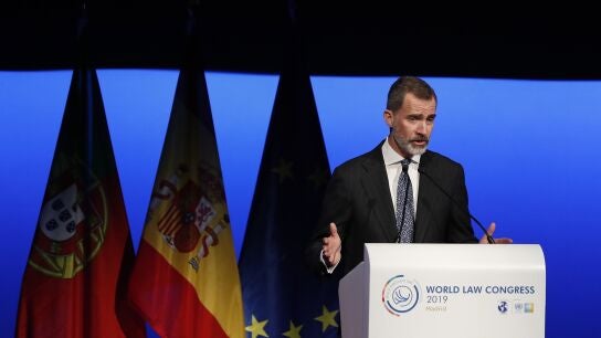 El rey de Espa&ntilde;a, Felipe VI, en un congreso internacional de juristas