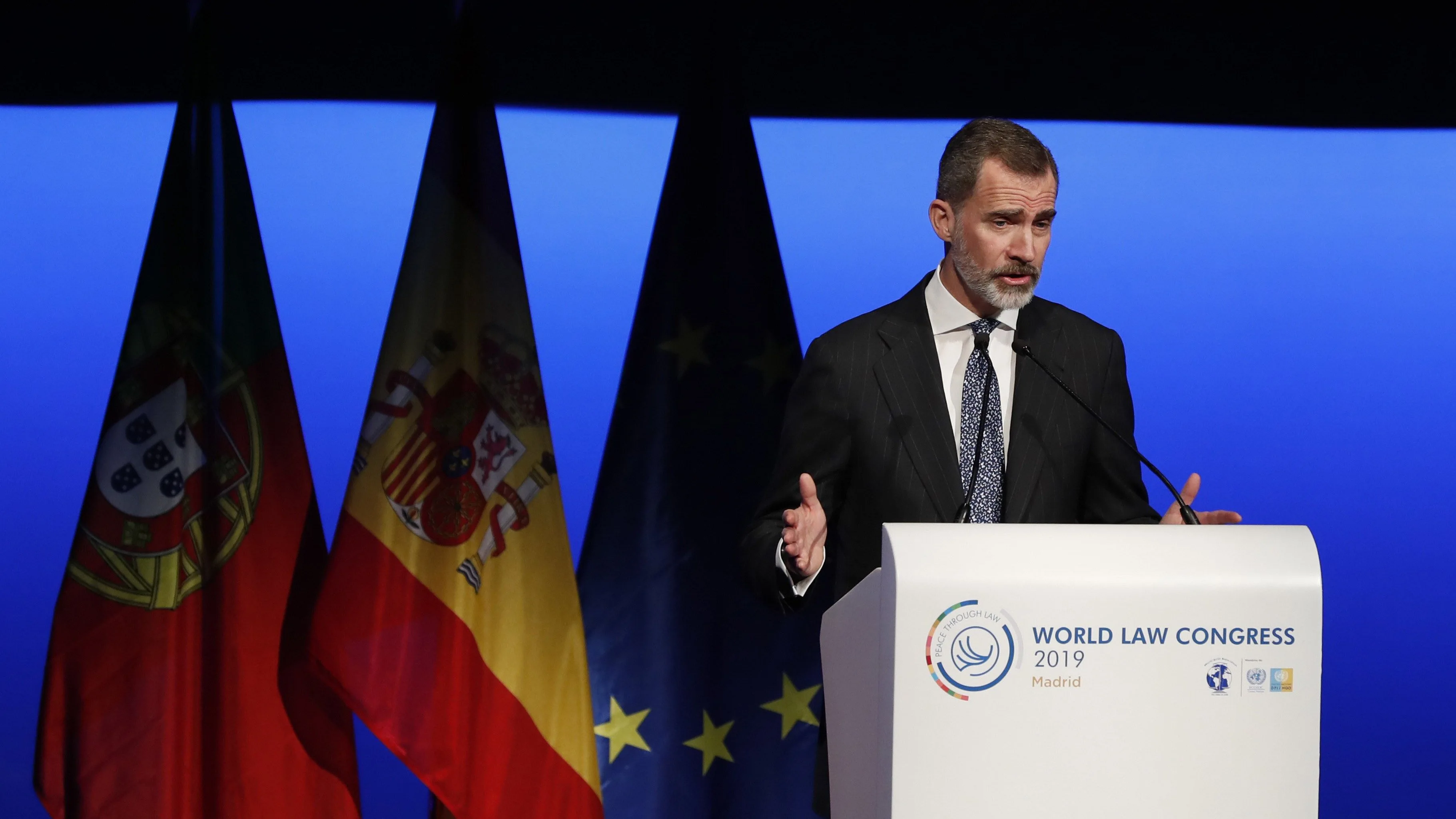 El rey de España, Felipe VI, en un congreso internacional de juristas