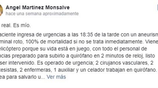 Parte de la carta publicada por el cirujano