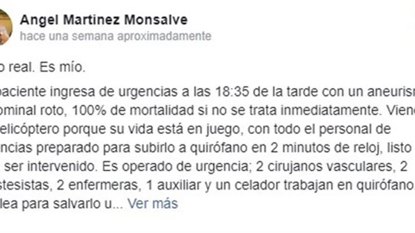 Parte de la carta publicada por el cirujano Parte de la carta publicada por el cirujano