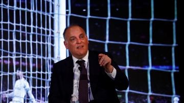 Javier Tebas, durante una conferencia