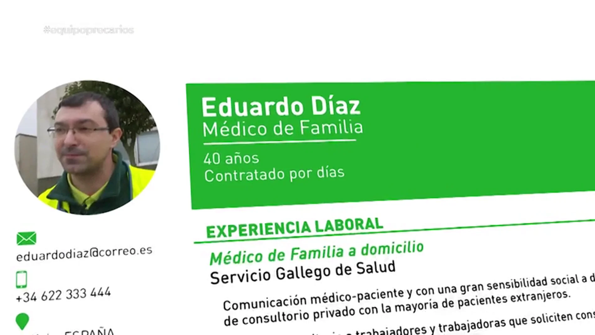 La precaria situación de Eduardo, único médico de Sanxenxo: "Trabajo como eventual, llevo 50 contratos en seis años"