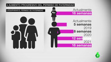 VÍDEO REEMPLAZO | Los permisos de paternidad y maternidad se equipararán a 16 semanas en un plazo máximo de tres años